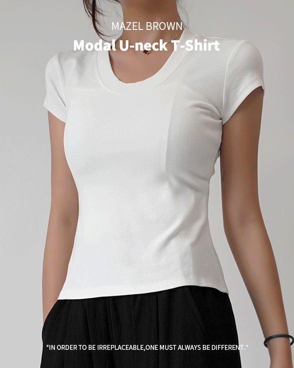 모달 U넥 티셔츠